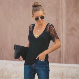 Vici Black lace tee